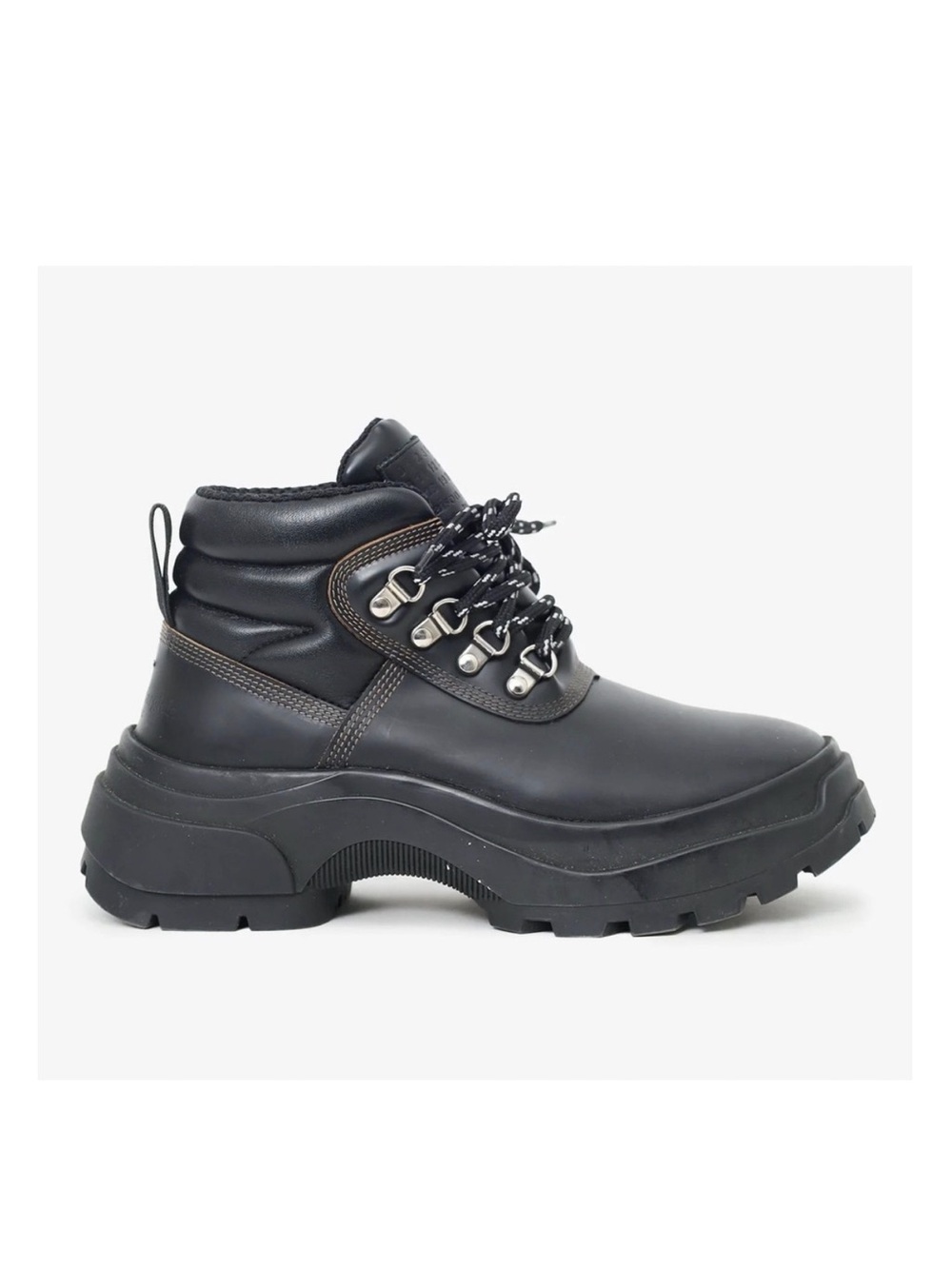 Maison Margiela Black Lug Sole Leather Hiking Boots Size 37
